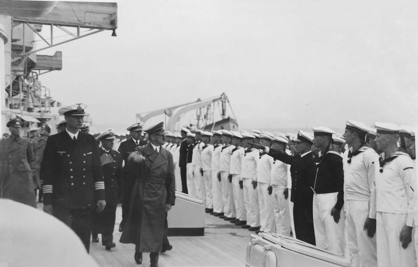 Adolf Hitler inspects the Gneisenau battleship